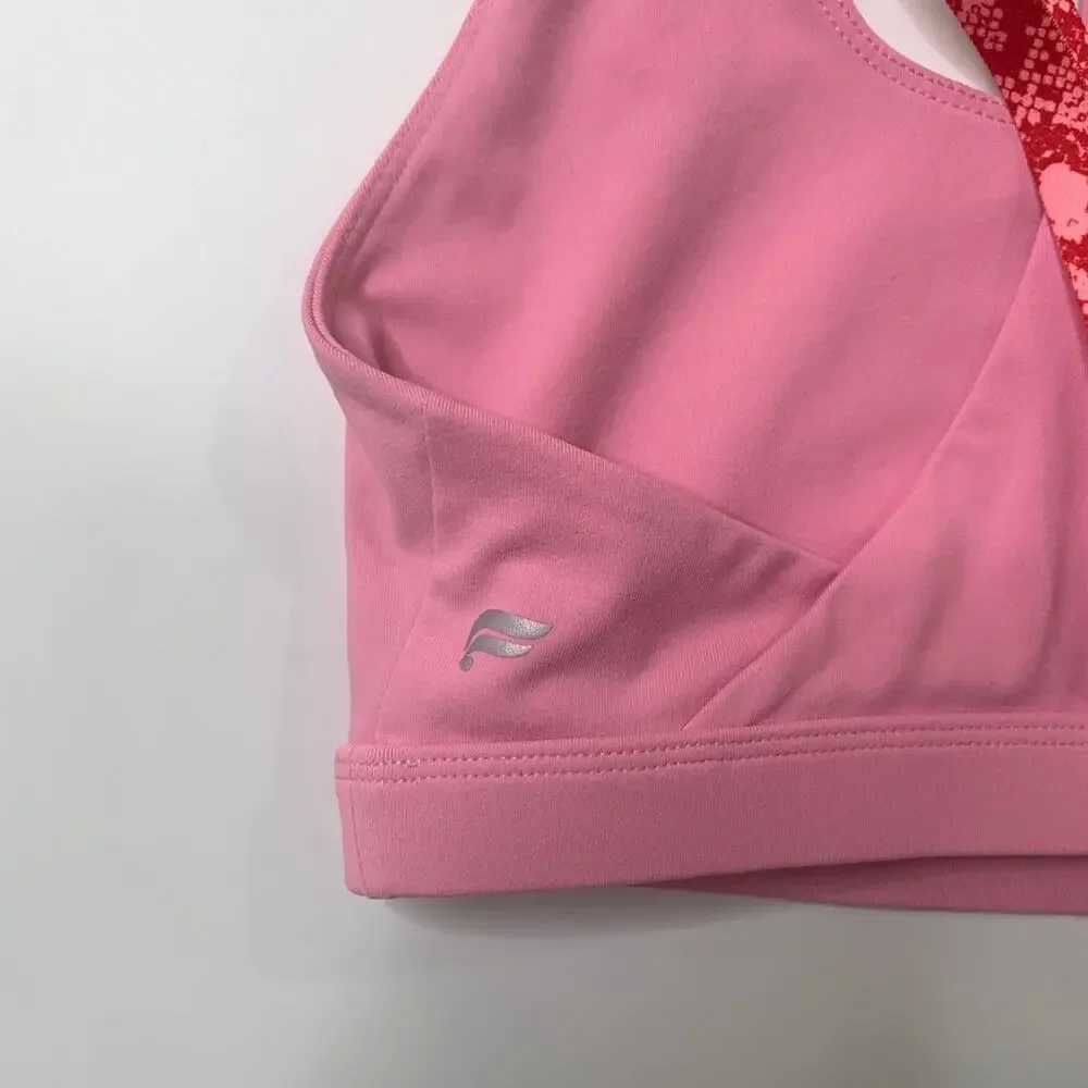 Fabletics Sports Bra Womens XS Extra Small‎ Pink Red Kessler Cross Back Yoga